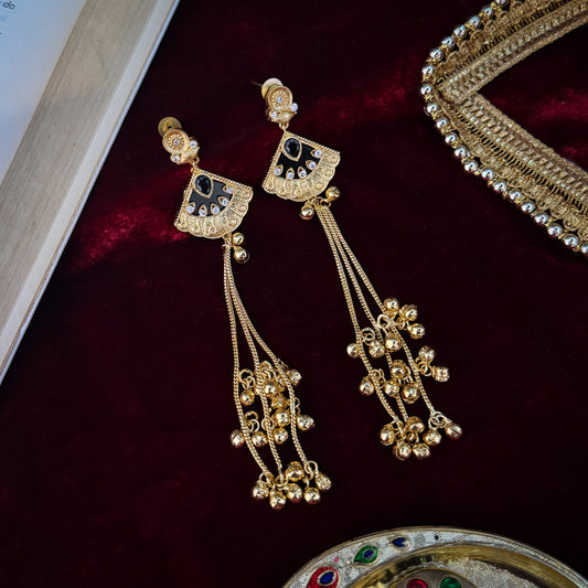 Ritika Kashmiri Brass Ghungroo Earrings - Black