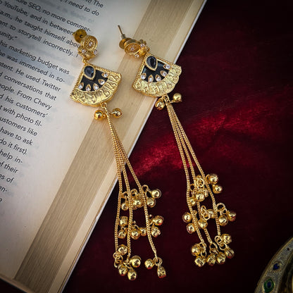 Ritika Kashmiri Brass Ghungroo Earrings - Black