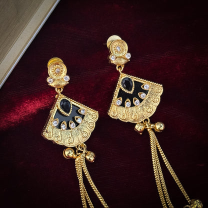Ritika Kashmiri Brass Ghungroo Earrings - Black