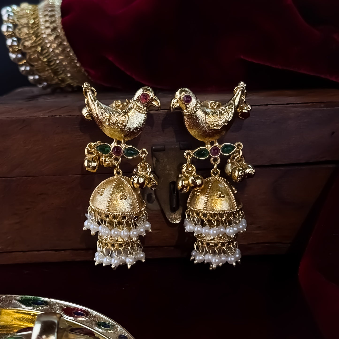 Totapari Kashmiri Jhumka Earrings - Golden
