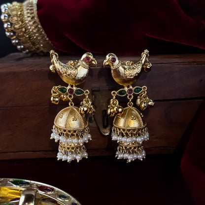 Totapari Kashmiri Jhumka Earrings - Golden