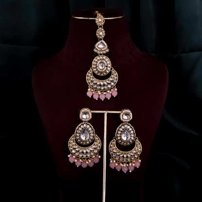 Rajnandini Kundan Pearl Necklace  - Baby Pink