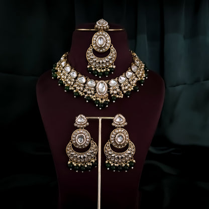 Rajnandini Kundan Pearl Necklace  - Green