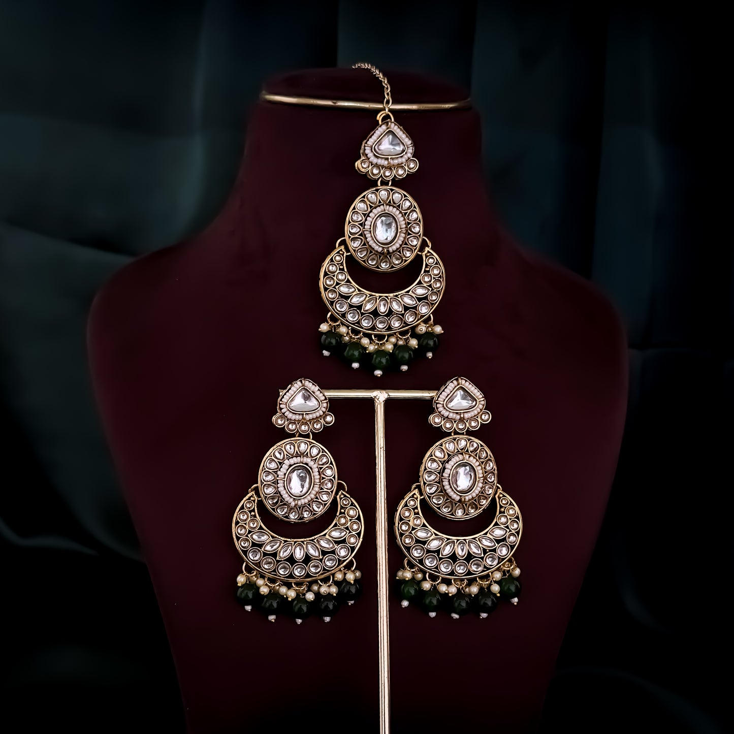 Rajnandini Kundan Pearl Necklace  - Green
