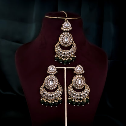 Rajnandini Kundan Pearl Necklace  - Green