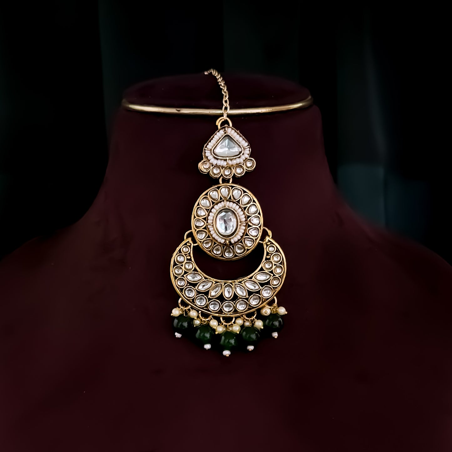 Rajnandini Kundan Pearl Necklace  - Green