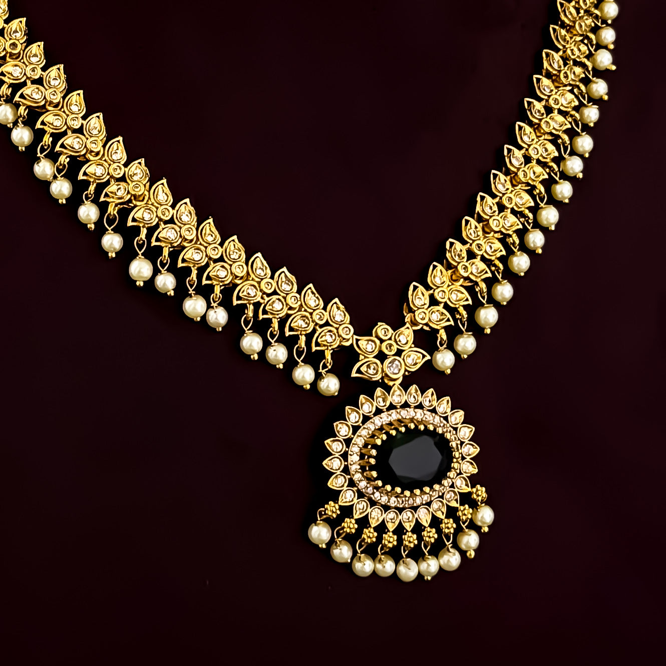 Pritika Temple AD  Necklace Set - Green