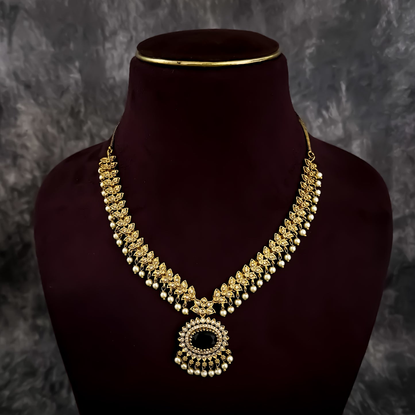Pritika Temple AD  Necklace Set - Green