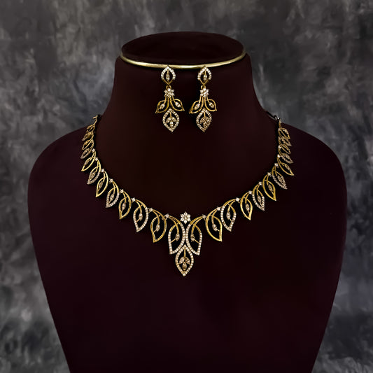 Aleena Temple AD Necklace Set - Golden