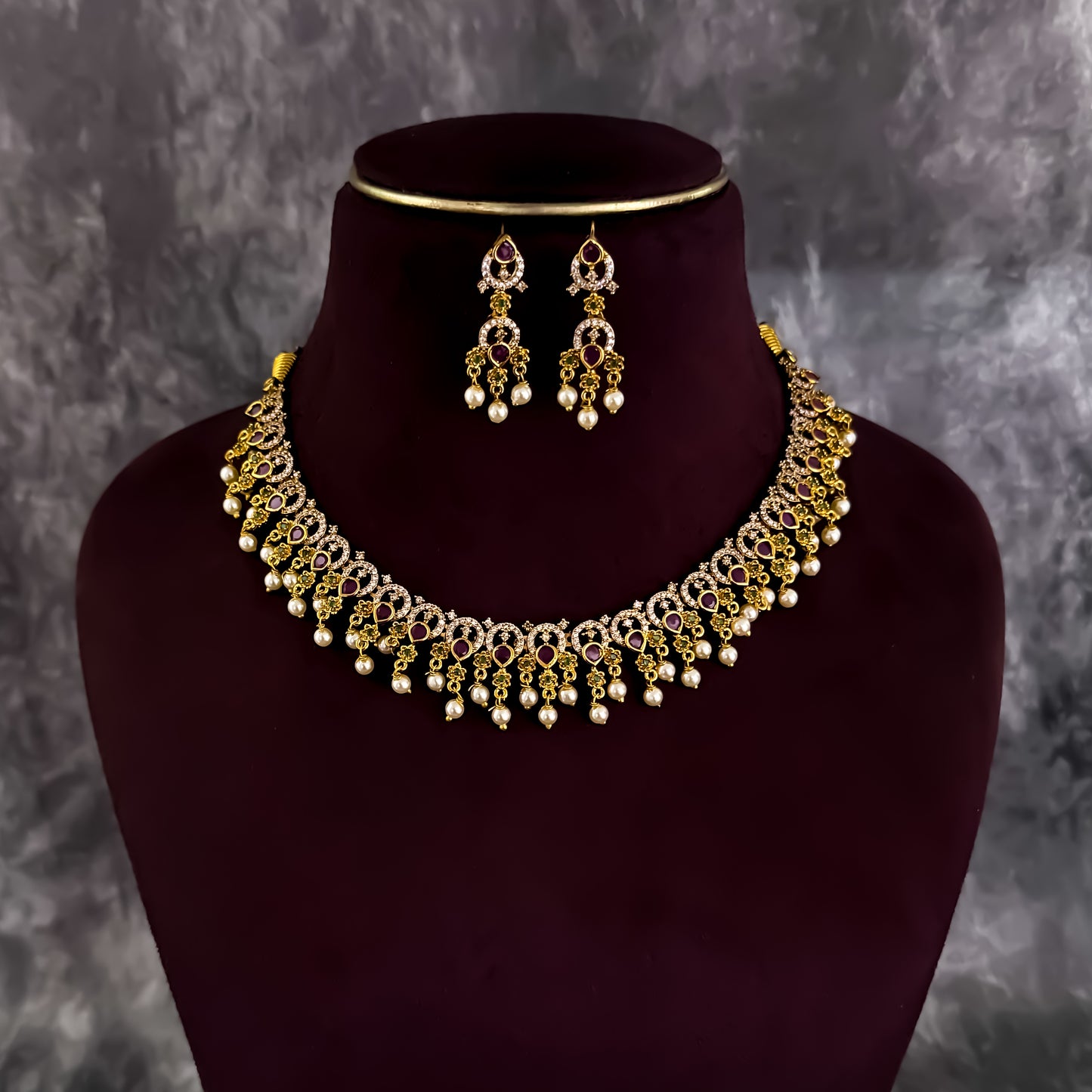 Nitika Temple AD Necklace Set