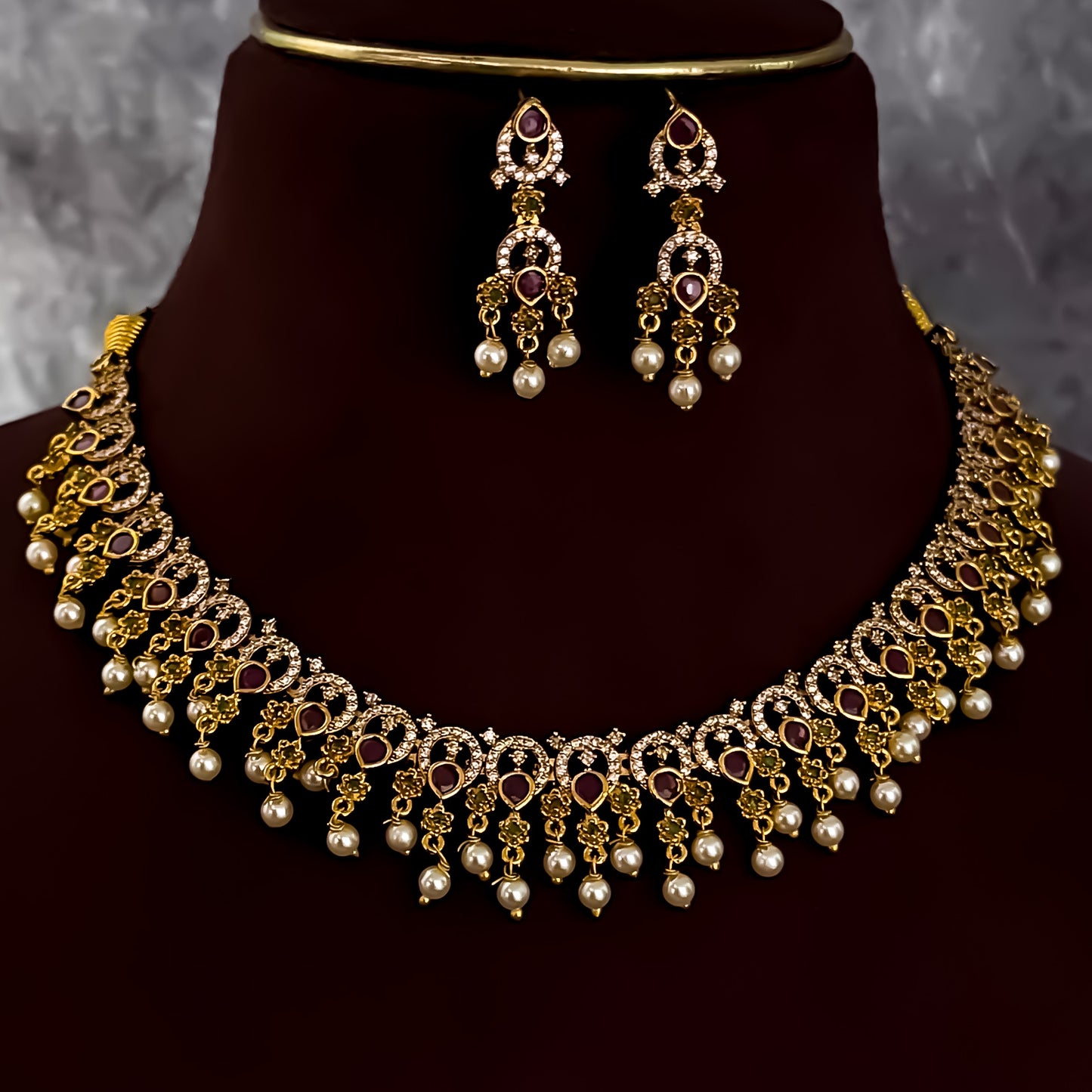 Nitika Temple AD Necklace Set