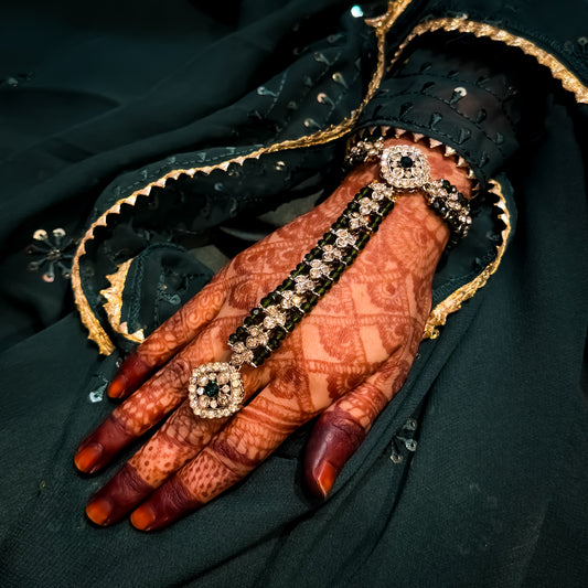 Meeran Premium Reverse AD Haathphool - Green