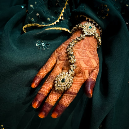 Hania Premium Reverse AD Haathphool - Golden