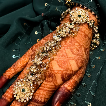 Nikhat Premium Reverse AD Haathphool - Golden