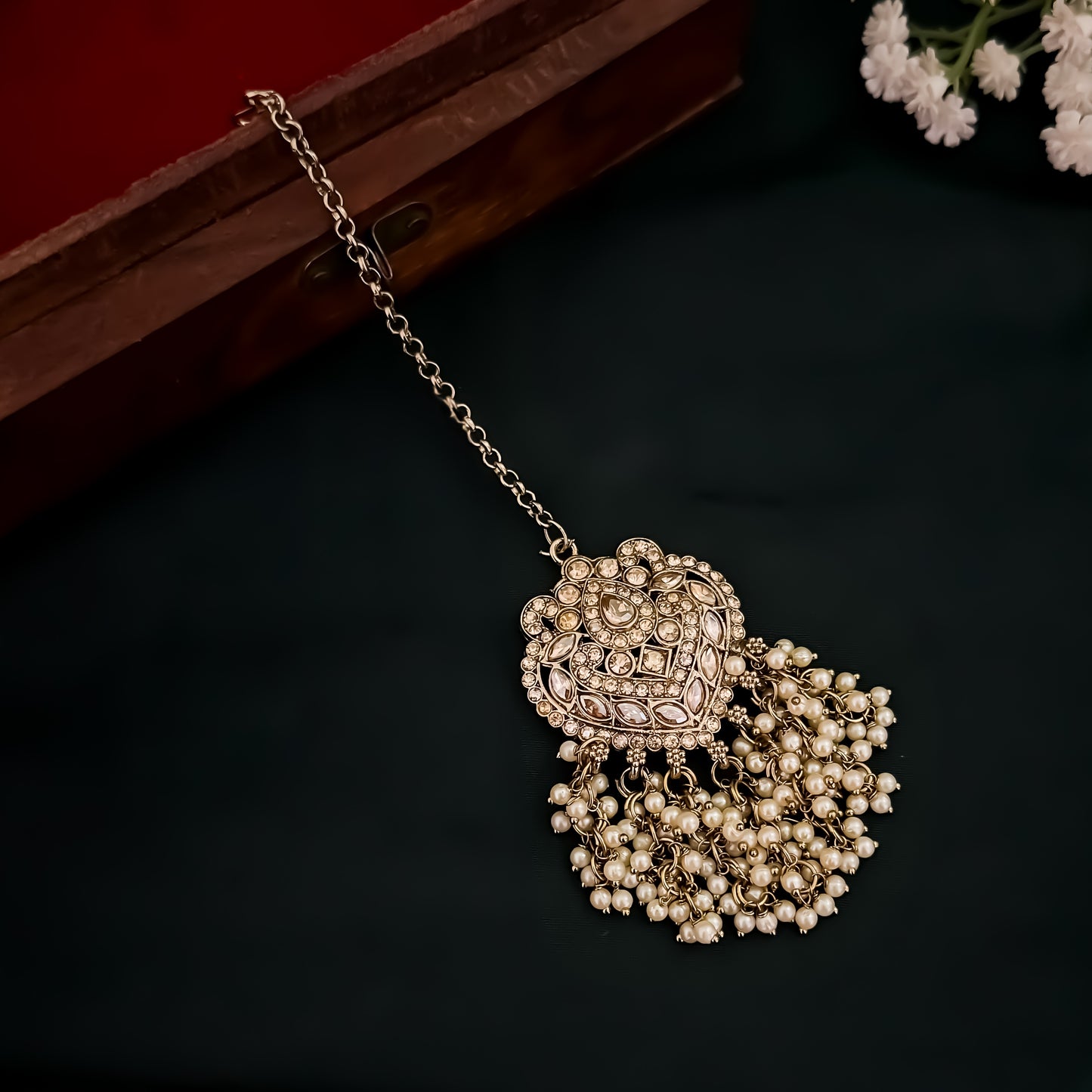 Rufaida Jadau Reverse AD Necklace Set - Golden