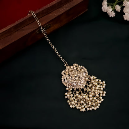 Rufaida Jadau Reverse AD Necklace Set - Golden