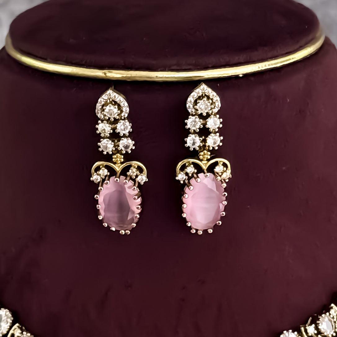 Shrenu Victorian Navratan AD Necklace Set- Multi