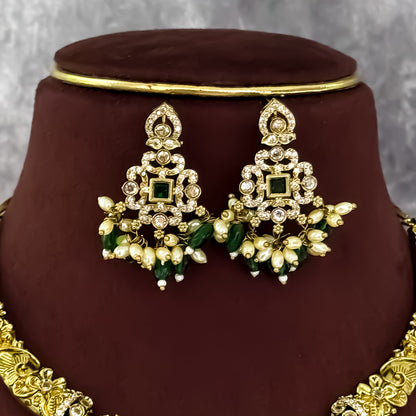Keylin Victorian AD Hasli Necklace Set - Green