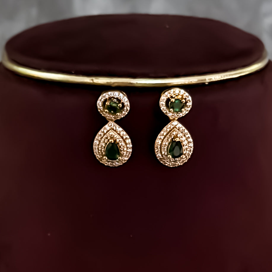 Sanjana Temple AD Choker Necklace Set - Green