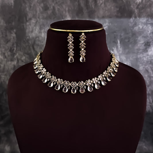 Samyukta Temple AD Choker Necklace Set - Golden