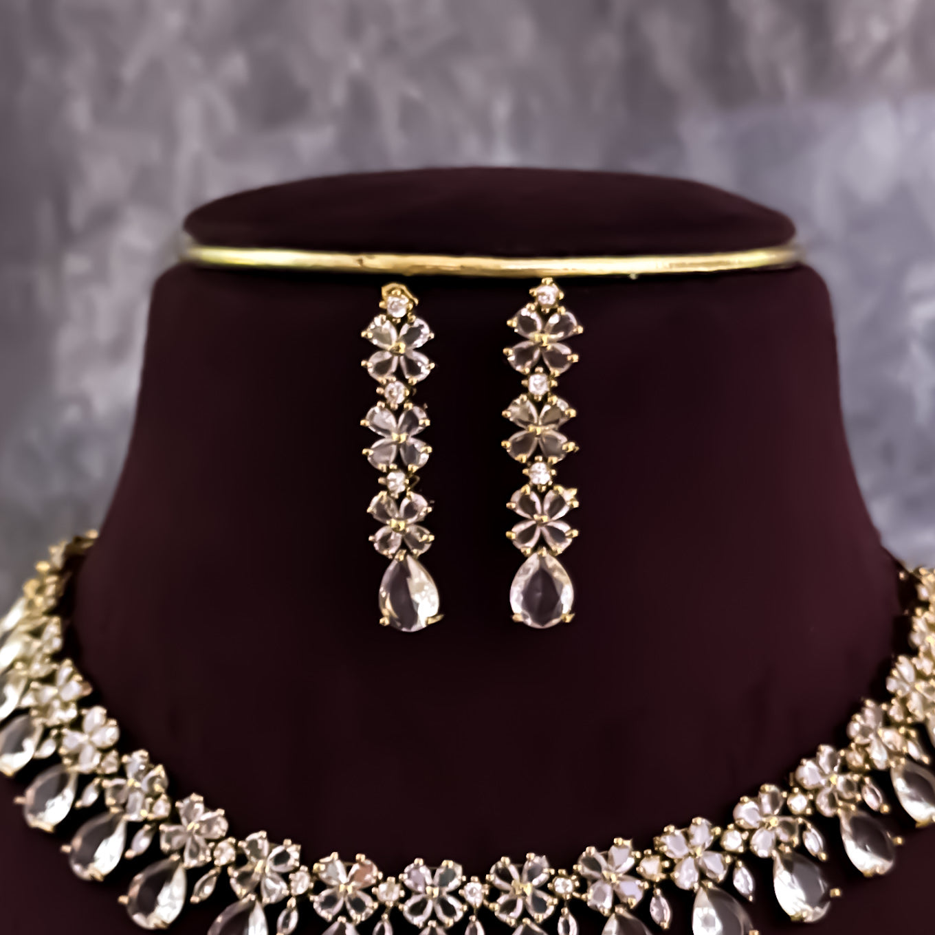 Samyukta Temple AD Choker Necklace Set - Golden