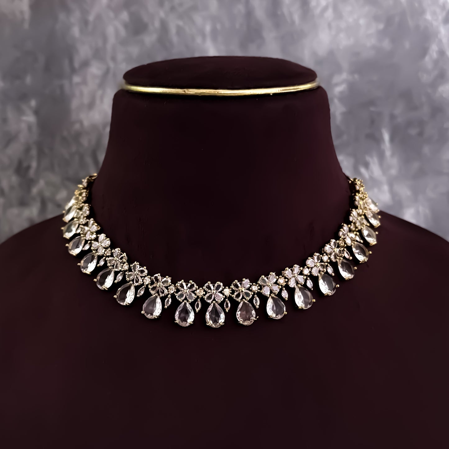 Samyukta Temple AD Choker Necklace Set - Golden