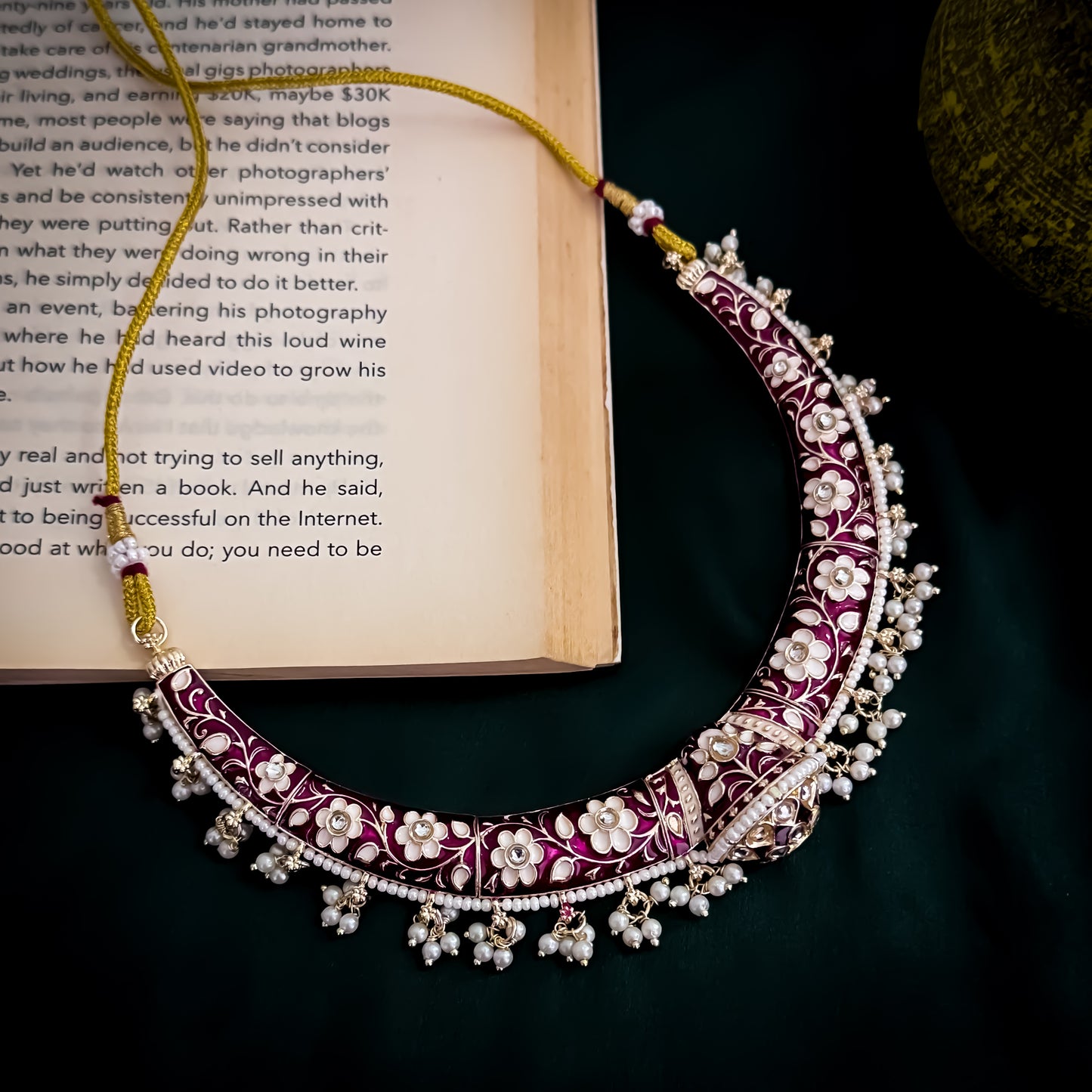 Drishti Meenakari Hasli Necklace Set - Purple