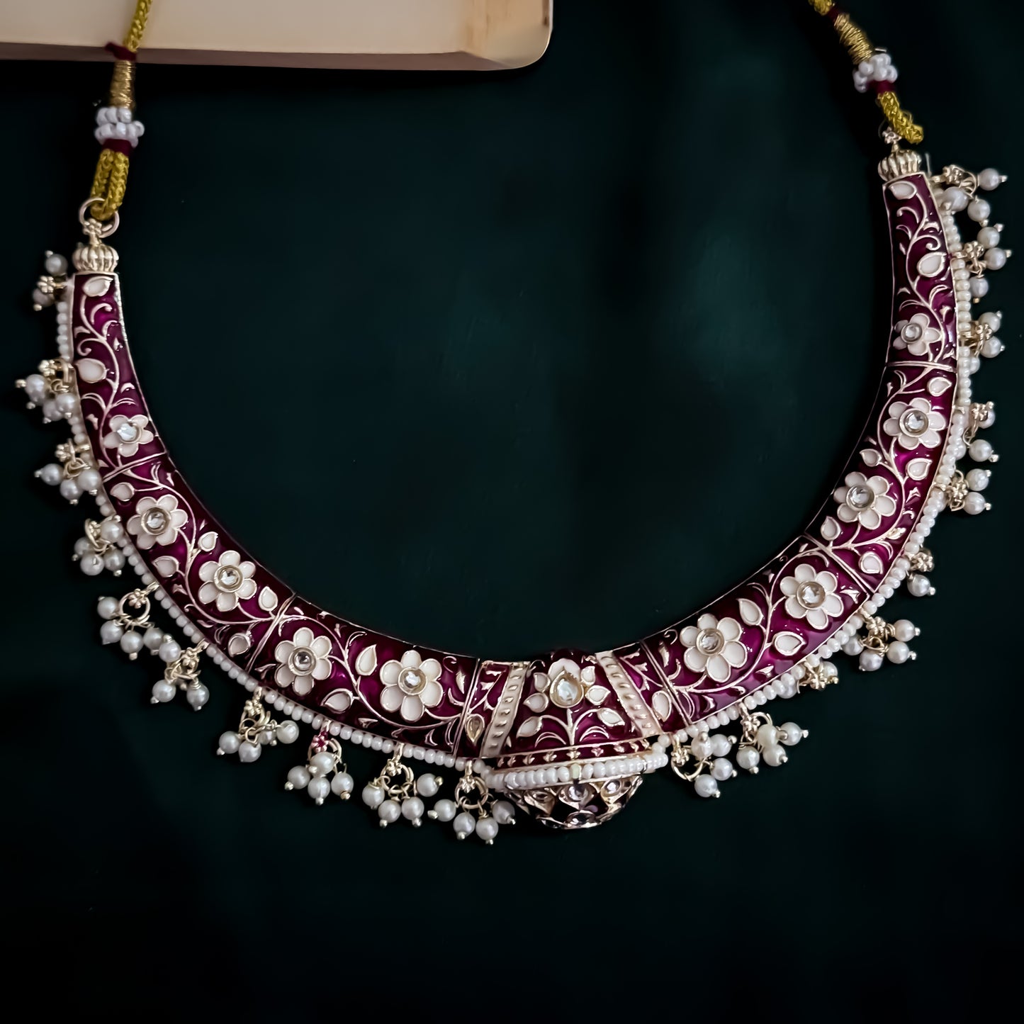 Drishti Meenakari Hasli Necklace Set - Maroon