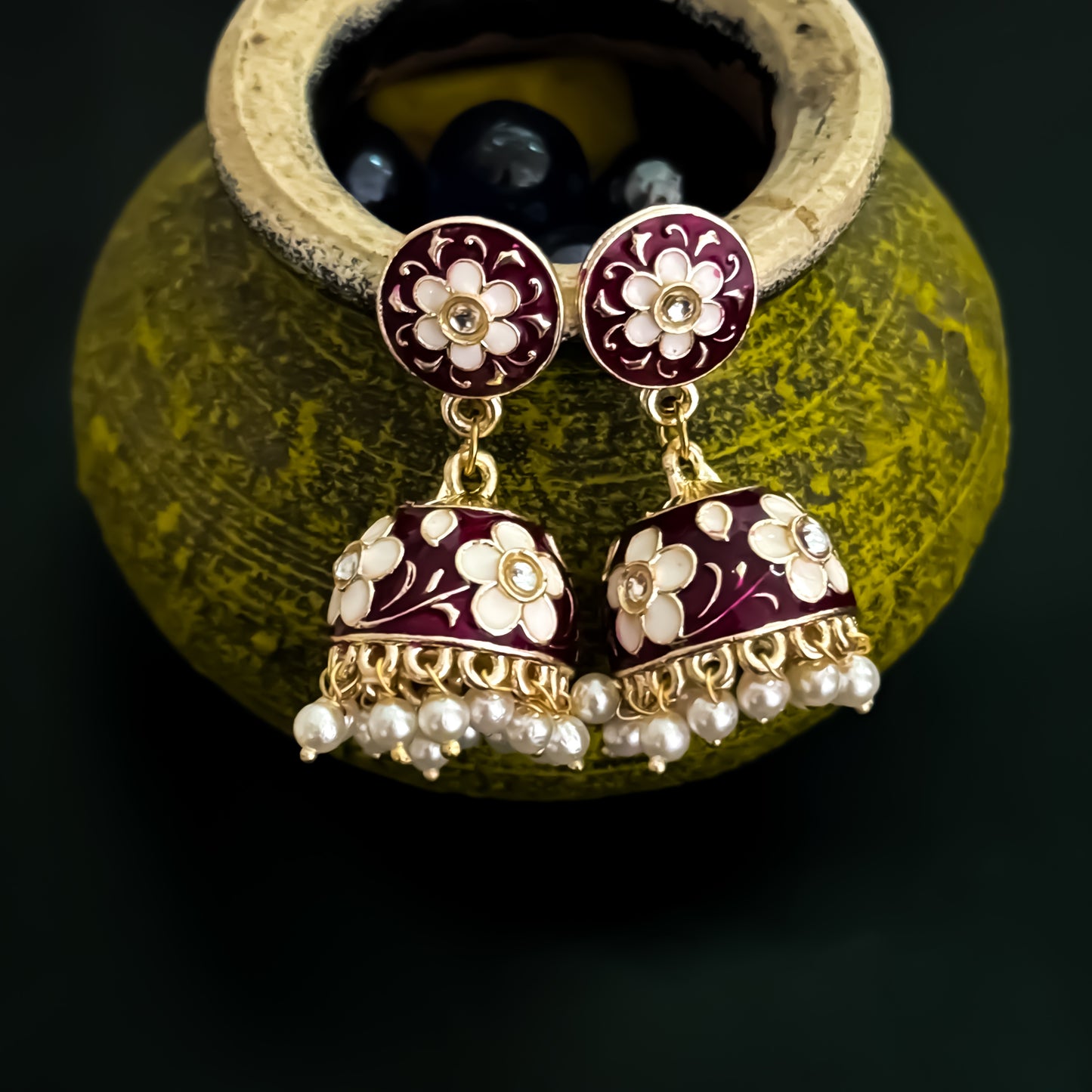 Drishti Meenakari Hasli Necklace Set - Maroon
