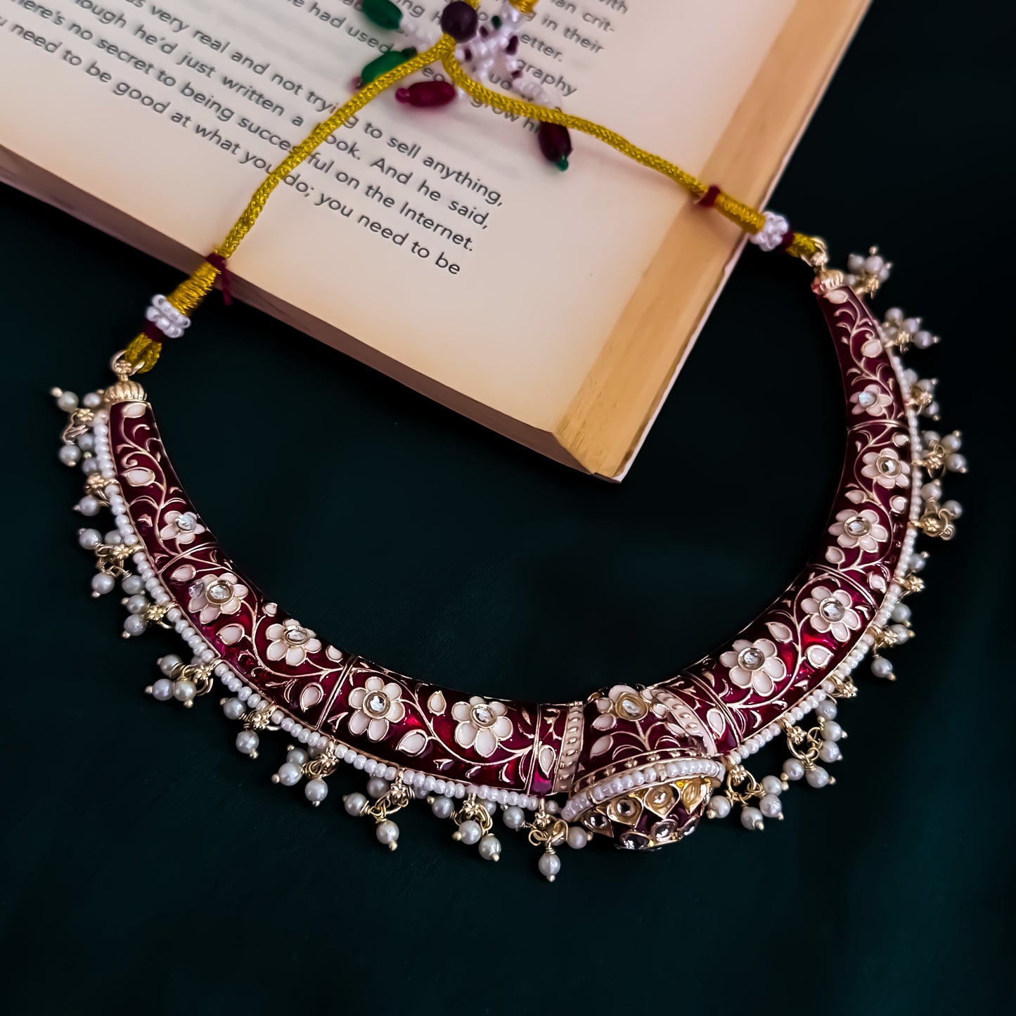 Drishti Meenakari Hasli Necklace Set - Purple