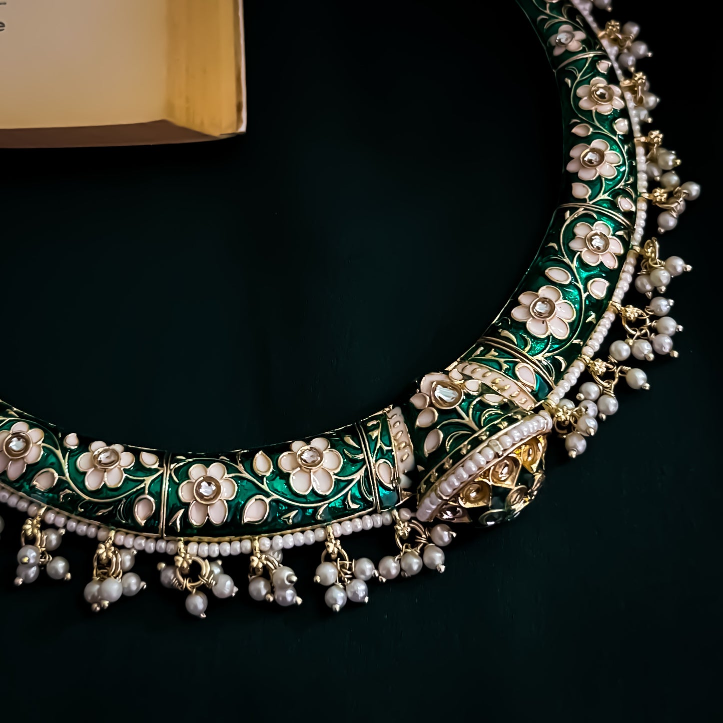Drishti Meenakari Hasli Necklace Set - Green