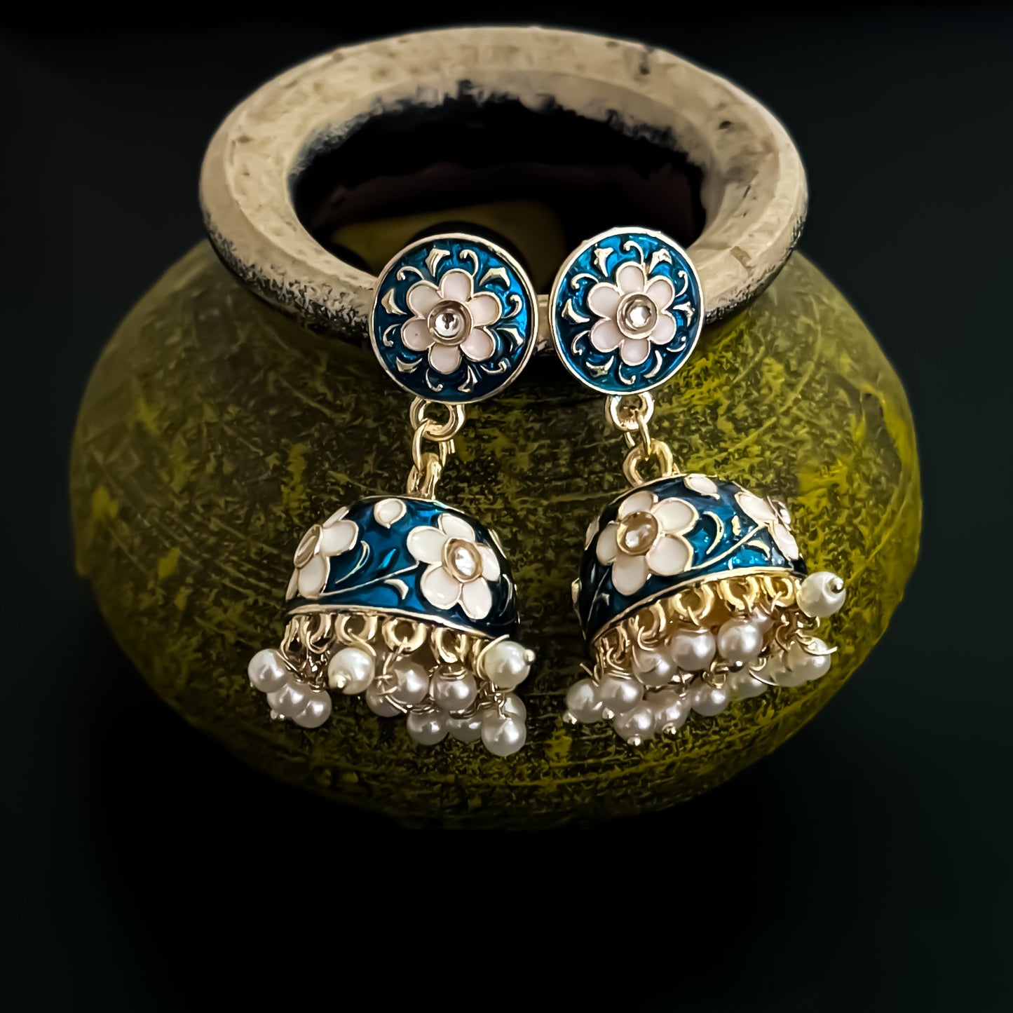 Drishti Meenakari Hasli Necklace Set - Peacock Blue