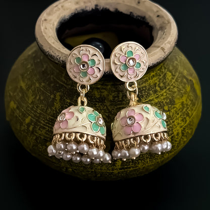 Drishti Meenakari Hasli Necklace Set - Ivory