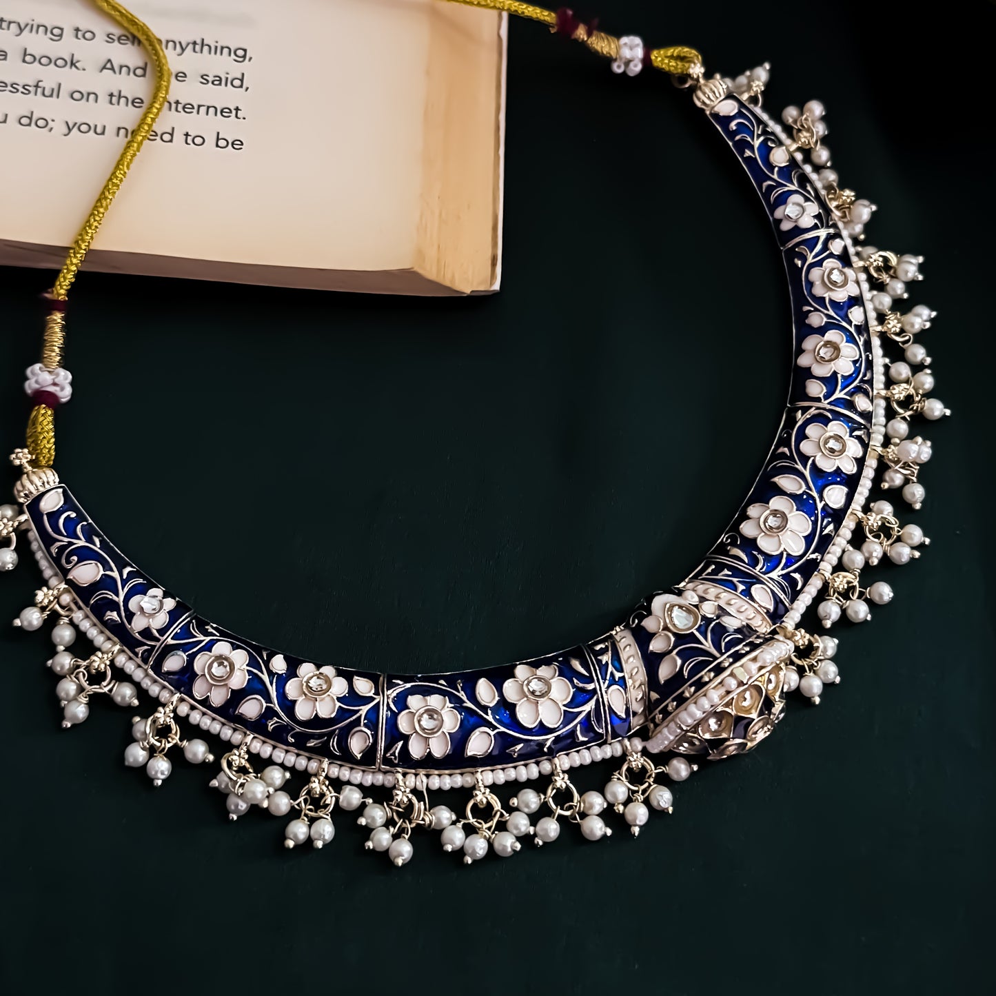 Drishti Meenakari Hasli Necklace Set - Blue