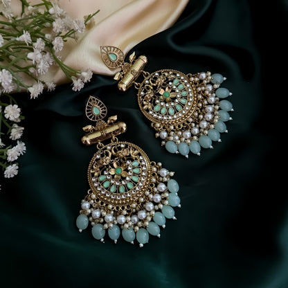 Preet Chandbali Earrings - Pastel Green
