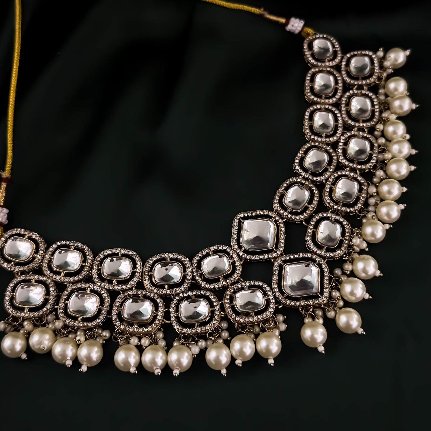 Aaliyah Polki Look Alike Double Layer Necklace Set