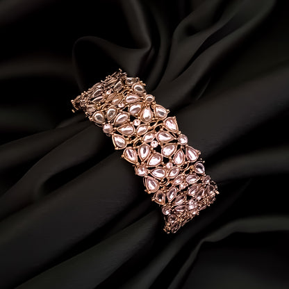 Maryam Kundan Openable Bracelet/Kada - Golden