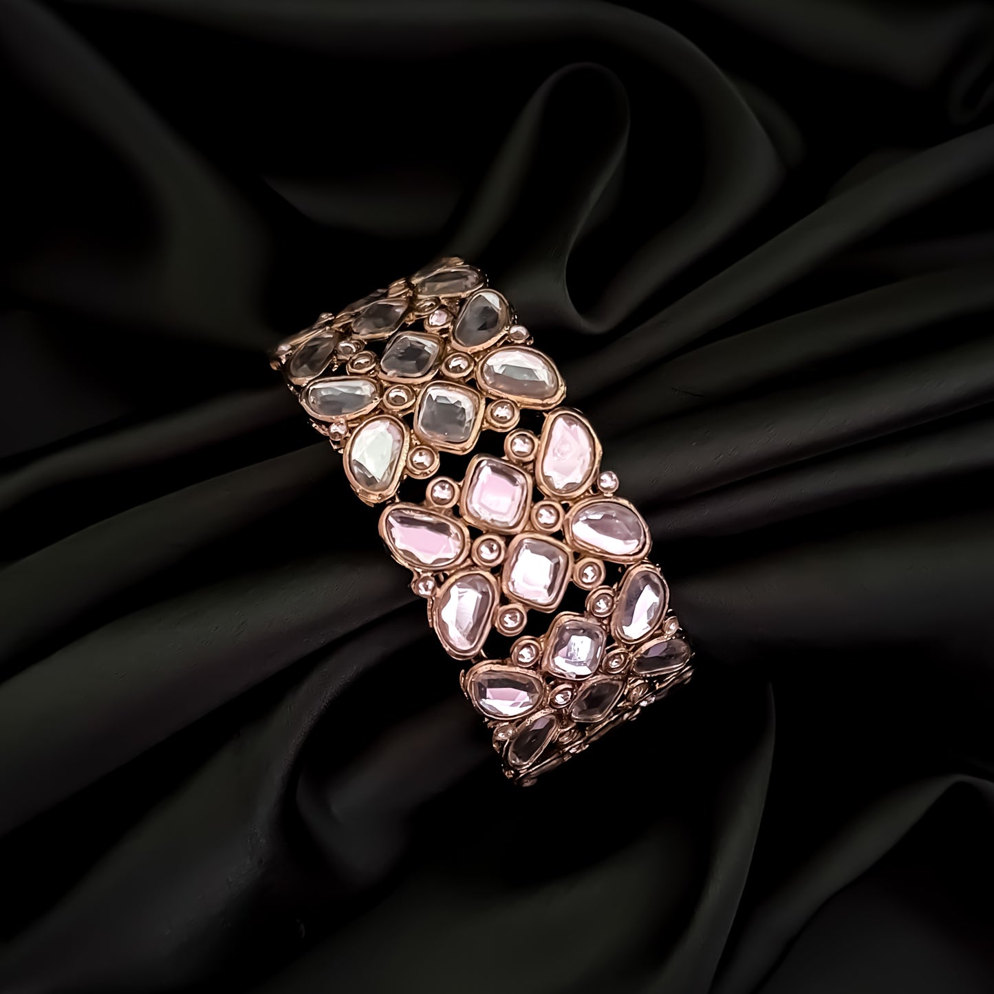 Zainab Kundan Openable Bracelet/Kada - Golden