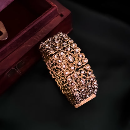 Sabrina Kundan Openable Bracelet/Kada - Golden