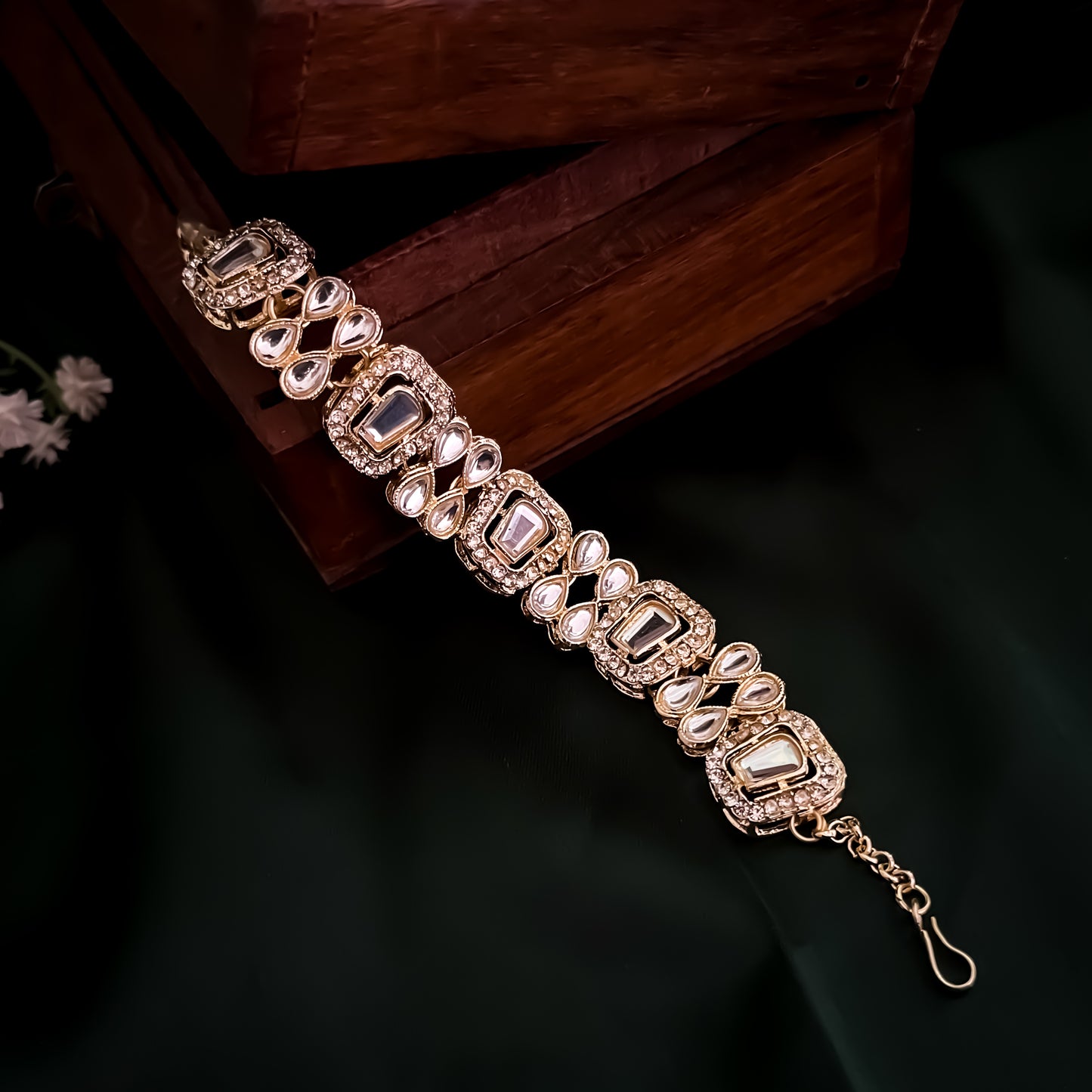 Samira Polki Look Alike Kundan Adjustable Bracelet - Golden