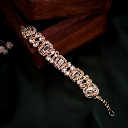 Samira Polki Look Alike Kundan Adjustable Bracelet - Golden