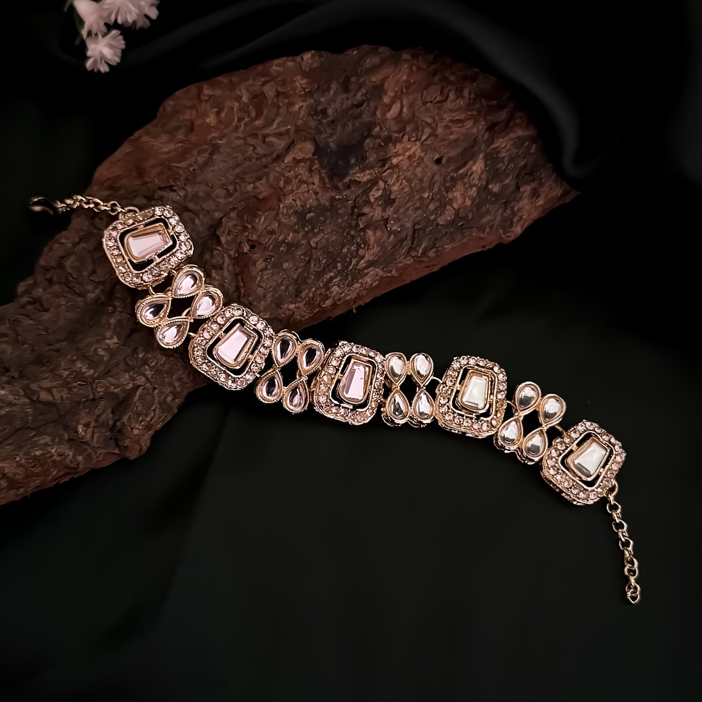 Samira Polki Look Alike Kundan Adjustable Bracelet - Golden
