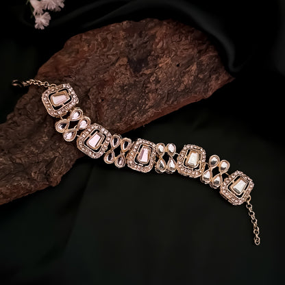 Samira Polki Look Alike Kundan Adjustable Bracelet - Golden