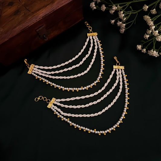 Niharika Baahubali 4 Layer Detachable Earchains - Golden