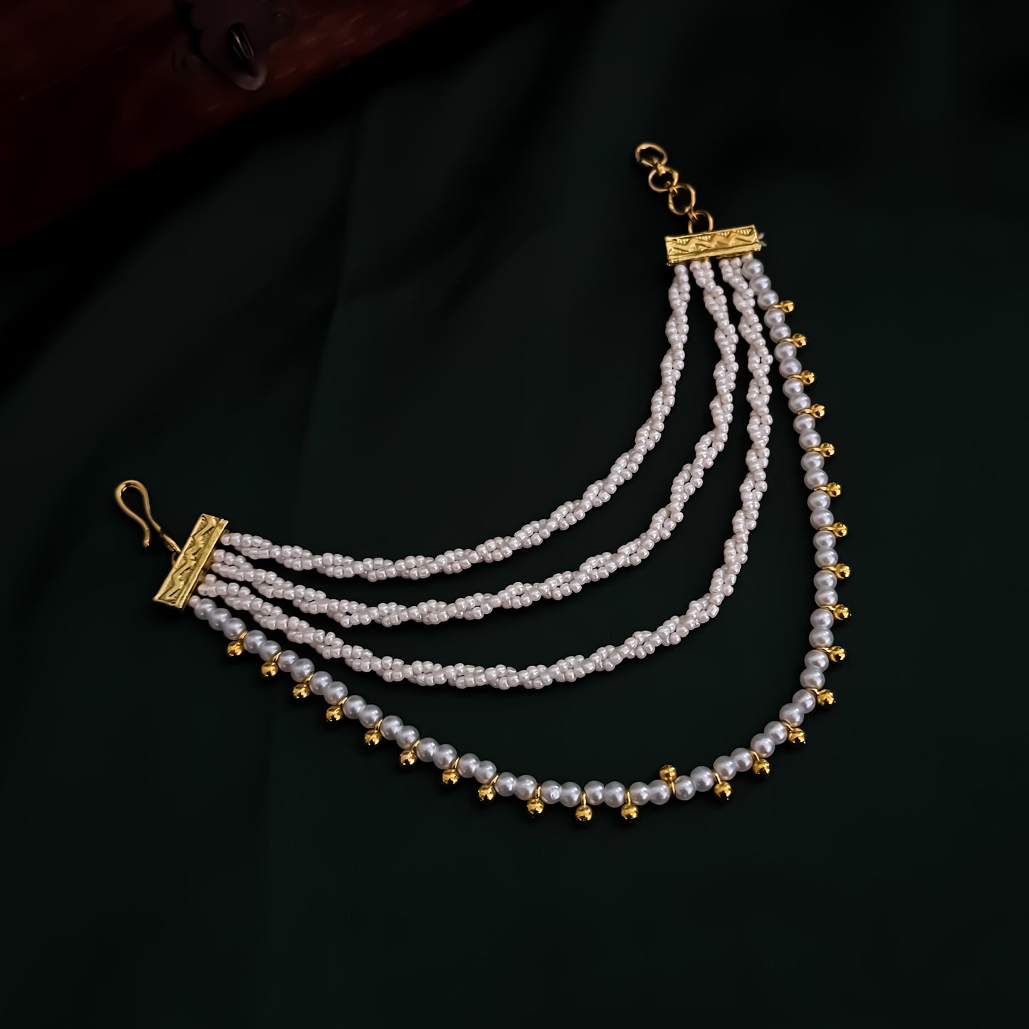 Niharika Baahubali 4 Layer Detachable Earchains - Golden