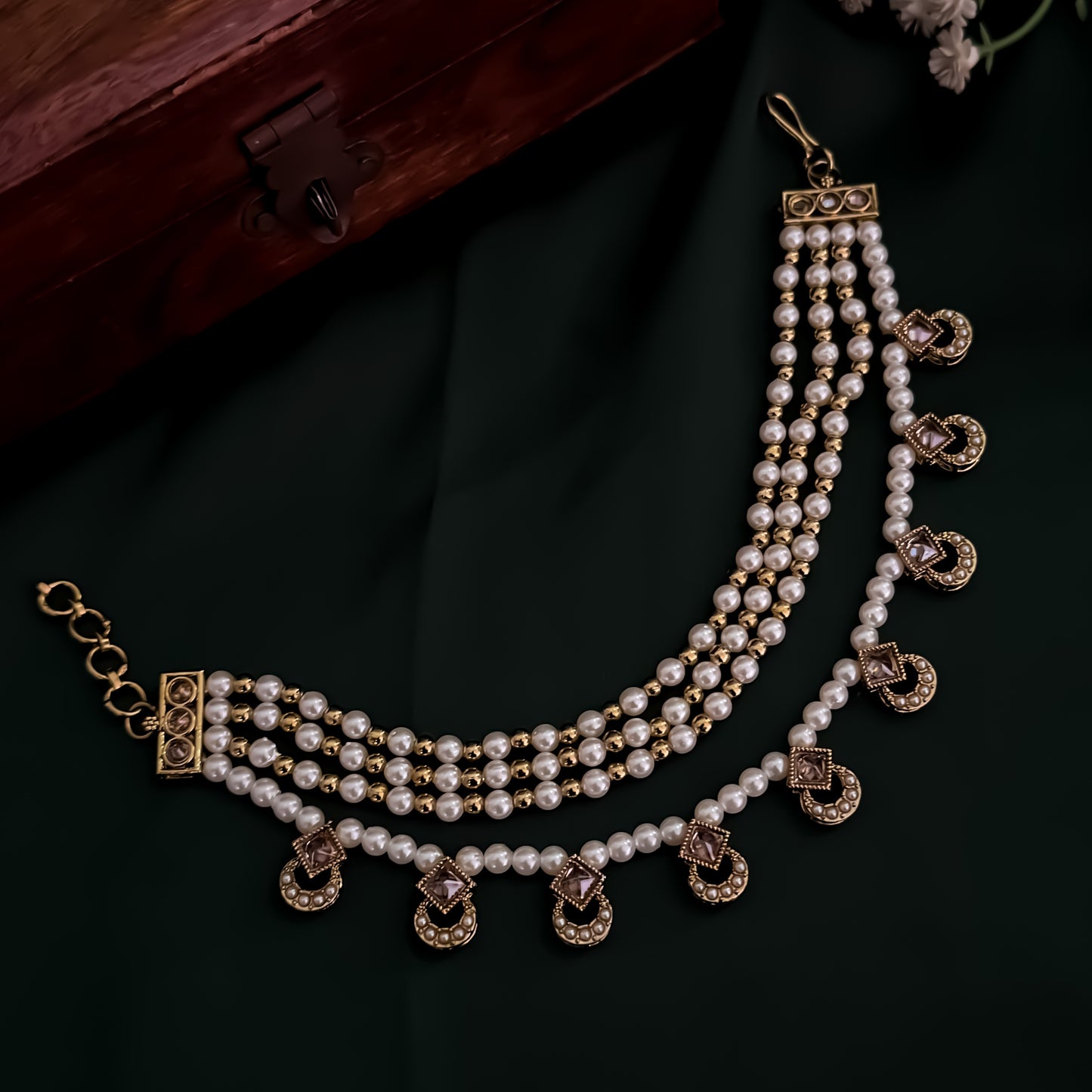Nausheen Jadau Baahubali 4 Layer Detachable Earchains - Golden