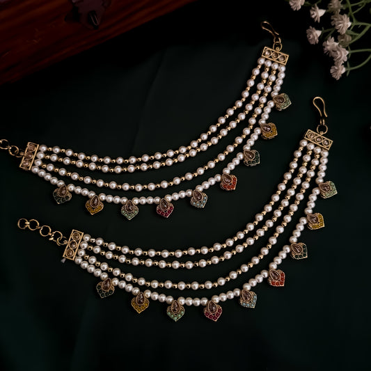 Ishana Jadau Baahubali 4 Layer Detachable Earchains - Multi