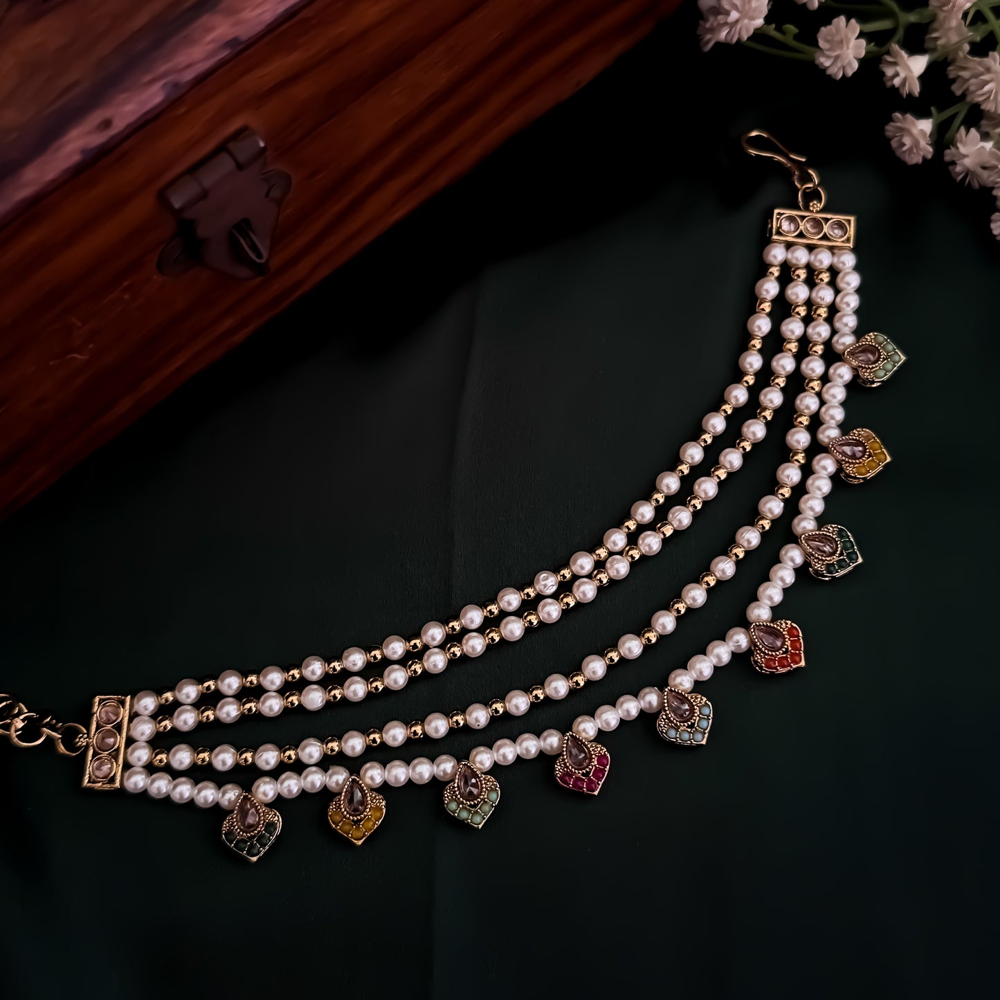 Ishana Jadau Baahubali 4 Layer Detachable Earchains - Multi