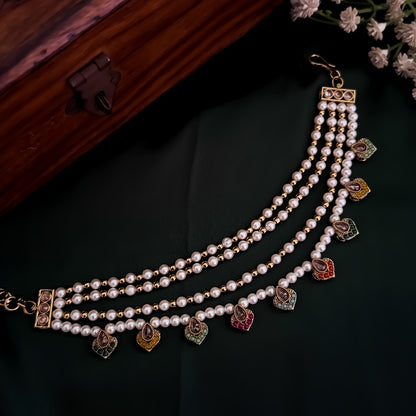 Ishana Jadau Baahubali 4 Layer Detachable Earchains - Multi