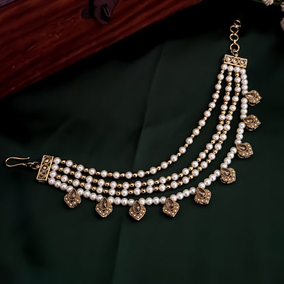 Ishana Jadau Baahubali 4 Layer Detachable Earchains - Golden